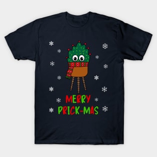 Merry Prick Mas - Christmas Cactus With Scarf T-Shirt